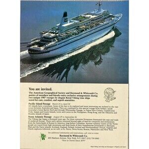 Raymond & Whitcomb/National Geographic on Royal Viking Cruses Vtg Print Ad 1986